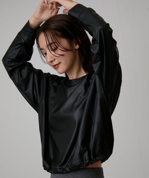 【セール】【イージーケア】Synthetic Leather クロップド丈プルオーバー（その他トップス）｜NERGY（ナージー）