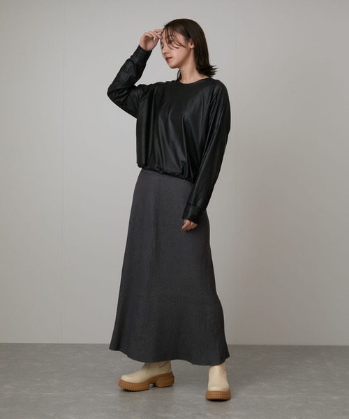 NERGY（ナージー）の「【イージーケア】Synthetic Leather クロップド丈プルオーバー（その他トップス・レディース・ブラック・FREE）」の22枚目の写真