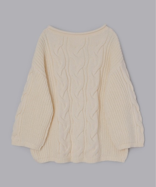 Olu.（オルドット）の「オーバーサイズケーブルニット[2way]（ニット/セーター・レディース・アイボリー/グレー/ピンク・FREE）」の21枚目の写真