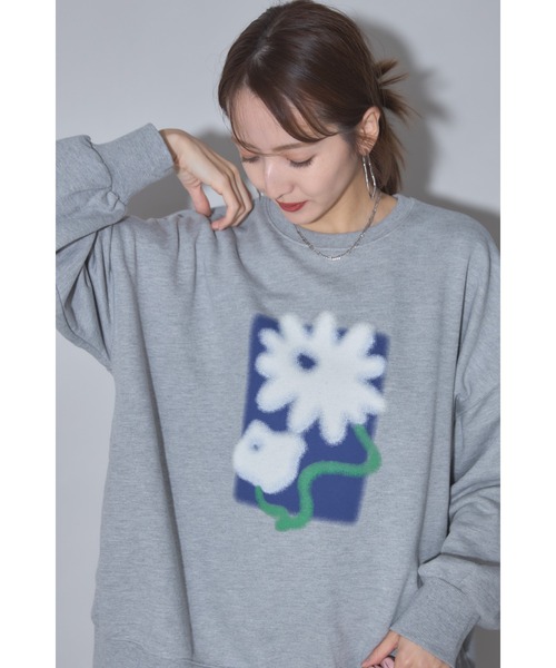 セール】【ZOZO限定】ニュアンスフラワービッグスウェット（スウェット 