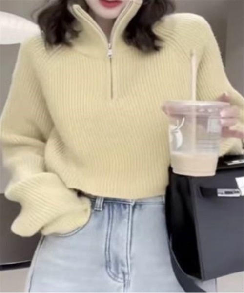 Dream garden（ドリームガーデン）の「ハーフジップニット（ニット/セーター・レディース・ダークブラウン/ブラック/レッド/オフホワイト/グレー/ライトイエロー/ピンク/カーキ・FREE）」の6枚目の写真