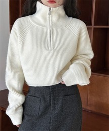 ハーフジップ」に該当するニット/セーター（ホワイト/白色系