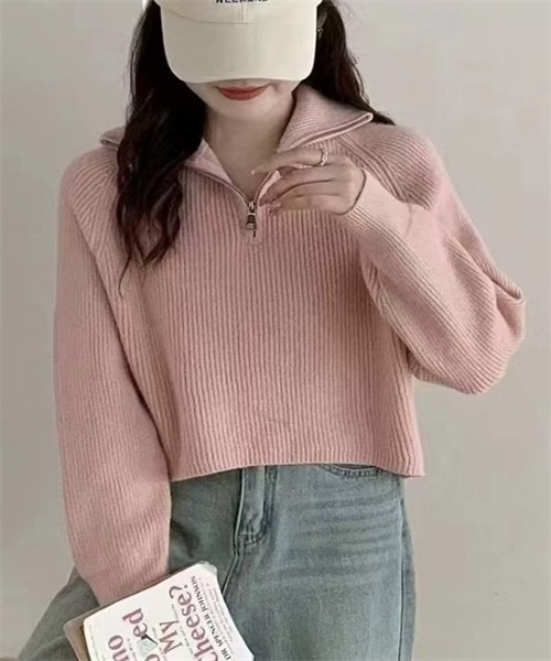 Dream garden（ドリームガーデン）の「ハーフジップニット（ニット/セーター・レディース・ダークブラウン/ブラック/レッド/オフホワイト/グレー/ライトイエロー/ピンク/カーキ・FREE）」の7枚目の写真