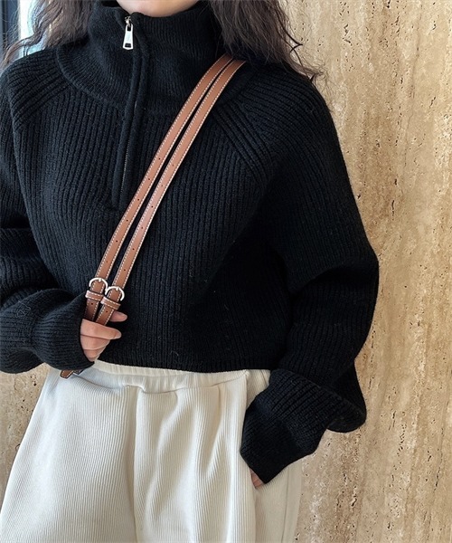 Dream garden（ドリームガーデン）の「ハーフジップニット（ニット/セーター・レディース・ダークブラウン/ブラック/レッド/オフホワイト/グレー/ライトイエロー/ピンク/カーキ・FREE）」の18枚目の写真