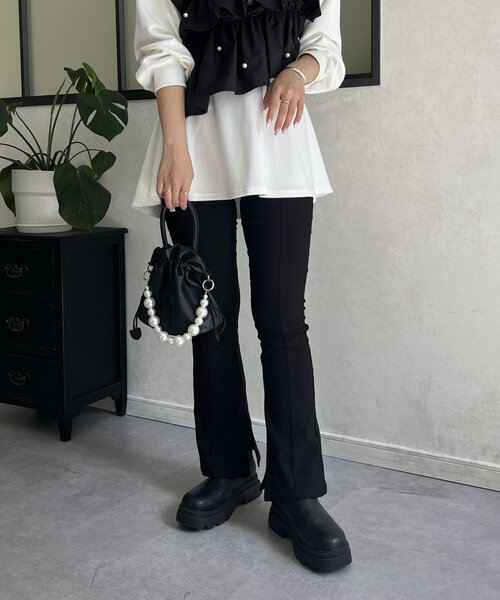 prose verse（プロズヴェール）の「裏微起毛スーパーストレッチスリットパンツ（その他パンツ・レディース・ブラック・SMALL/MEDIUM/PM/PL/LARGE/TL）」の17枚目の写真