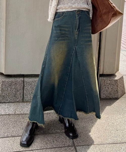 mebole（メボレ）の「デニムロングスカート（デニムスカート・レディース・ブルー・MEDIUM/SMALL）」の4枚目の写真