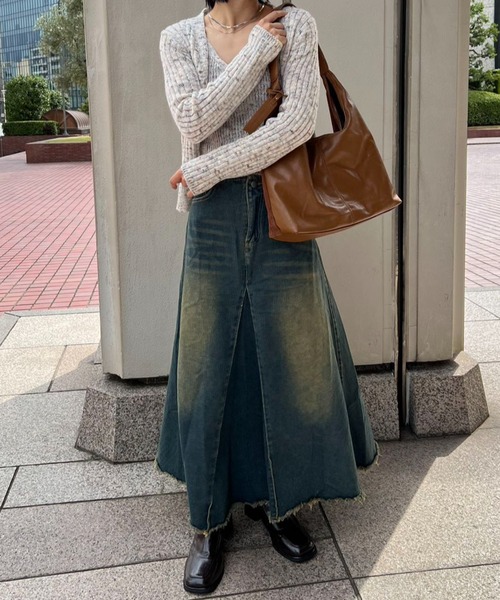 mebole（メボレ）の「デニムロングスカート（デニムスカート・レディース・ブルー・MEDIUM/SMALL）」の6枚目の写真