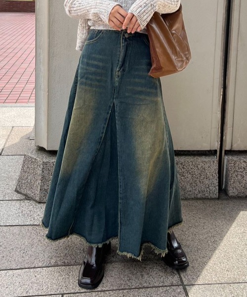 mebole（メボレ）の「デニムロングスカート（デニムスカート・レディース・ブルー・MEDIUM/SMALL）」の2枚目の写真