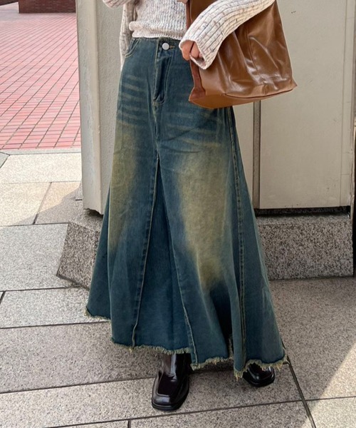 mebole（メボレ）の「デニムロングスカート（デニムスカート・レディース・ブルー・MEDIUM/SMALL）」の3枚目の写真