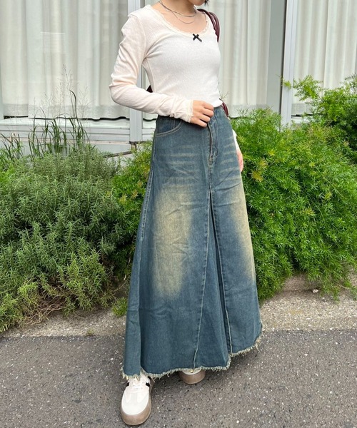 mebole（メボレ）の「デニムロングスカート（デニムスカート・レディース・ブルー・MEDIUM/SMALL）」の13枚目の写真