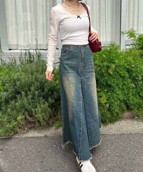 mebole（メボレ）の「デニムロングスカート（デニムスカート・レディース・ブルー・MEDIUM/SMALL）」の14枚目の写真