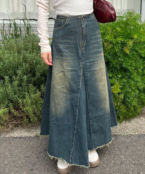 mebole（メボレ）の「デニムロングスカート（デニムスカート・レディース・ブルー・MEDIUM/SMALL）」の12枚目の写真