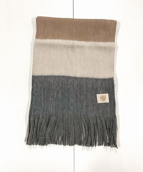 Q（キュー）の「ミンクタッチボーダーストール（ストール/ショール・レディース・ブルー系/ベージュ系/イエロー系・ONE SIZE）」の4枚目の写真