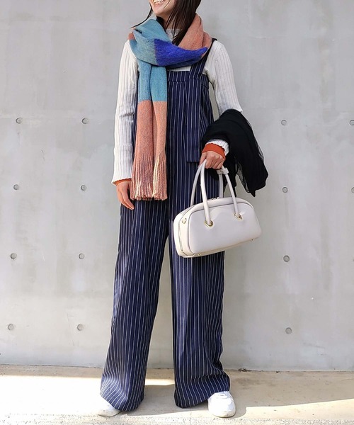 Q（キュー）の「ミンクタッチボーダーストール（ストール/ショール・レディース・ブルー系/ベージュ系/イエロー系・ONE SIZE）」の11枚目の写真