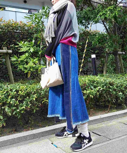 Q（キュー）の「ミンクタッチボーダーストール（ストール/ショール・レディース・ブルー系/ベージュ系/イエロー系・ONE SIZE）」の16枚目の写真