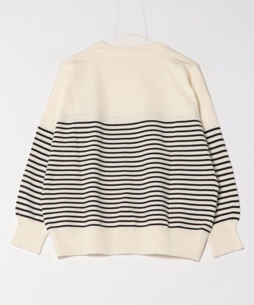 LOSUCA(ロスカ)の「クルーネックボーダーニットトップス / プルオーバー レーヨン混ニット ゆったりサイズ 保温 ナチュラル フレンチ 大人カジュアル レトロ ヴィンテージ シティガール オフィスカジュアル(ニット/セーター・レディース・ブルー/オフホワイト/ピンク/ブラウン・FREE)」の5枚目の写真