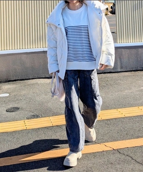 LOSUCA(ロスカ)の「クルーネックボーダーニットトップス / プルオーバー レーヨン混ニット ゆったりサイズ 保温 ナチュラル フレンチ 大人カジュアル レトロ ヴィンテージ シティガール オフィスカジュアル(ニット/セーター・レディース・ブルー/オフホワイト/ピンク/ブラウン・FREE)」の19枚目の写真