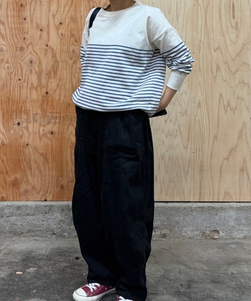 LOSUCA(ロスカ)の「クルーネックボーダーニットトップス / プルオーバー レーヨン混ニット ゆったりサイズ 保温 ナチュラル フレンチ 大人カジュアル レトロ ヴィンテージ シティガール オフィスカジュアル(ニット/セーター・レディース・ブルー/オフホワイト/ピンク/ブラウン・FREE)」の15枚目の写真