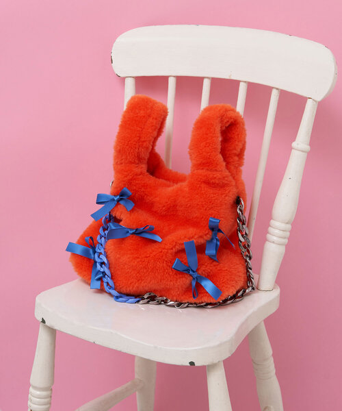 HELLO.SANFRANCISCO（ハローサンフランシスコ）の「【HELLO.SANFRANCISCO/ハローサンフランシスコ】リボンファーバッグ（トートバッグ・レディース・ブラック/オレンジ/ブルー・FREE）」の3枚目の写真