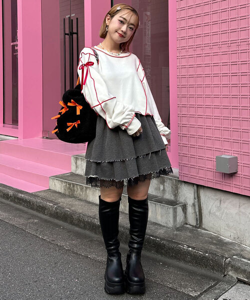 HELLO.SANFRANCISCO（ハローサンフランシスコ）の「【HELLO.SANFRANCISCO/ハローサンフランシスコ】リボンファーバッグ（トートバッグ・レディース・ブラック/オレンジ/ブルー・FREE）」の8枚目の写真