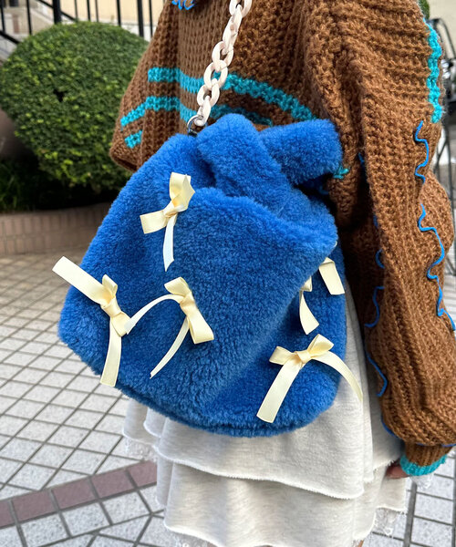 HELLO.SANFRANCISCO（ハローサンフランシスコ）の「【HELLO.SANFRANCISCO/ハローサンフランシスコ】リボンファーバッグ（トートバッグ・レディース・ブラック/オレンジ/ブルー・FREE）」の20枚目の写真