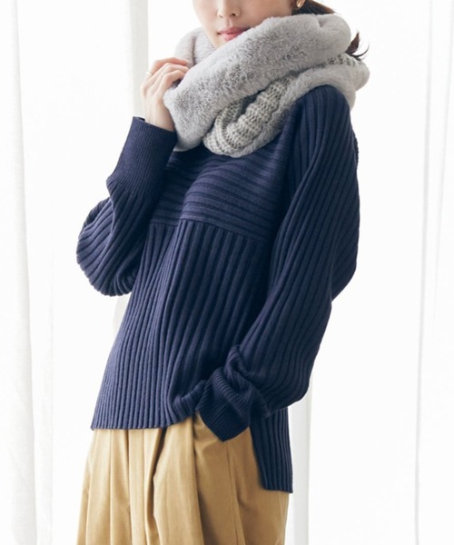 セール】7Gワイドリブ切り替えプルオーバー（ニット/セーター）｜ikka