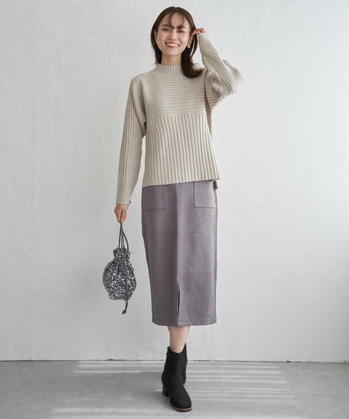 ikka(イッカ)の「7Gワイドリブ切り替えプルオーバー(ニット/セーター・レディース・ネイビー/ベージュ/ブルー/レッド/グリーン・S/M/L)」の13枚目の写真