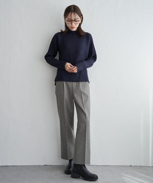 ikka(イッカ)の「7Gワイドリブ切り替えプルオーバー(ニット/セーター・レディース・ネイビー/ベージュ/ブルー/レッド/グリーン・S/M/L)」の18枚目の写真