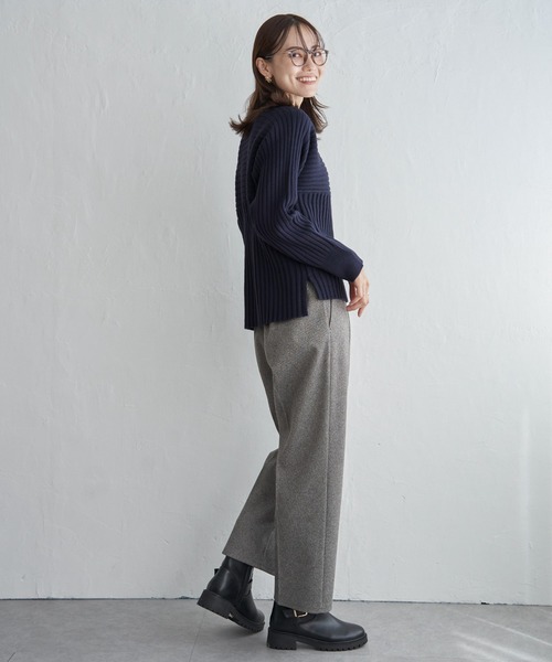 ikka(イッカ)の「7Gワイドリブ切り替えプルオーバー(ニット/セーター・レディース・ネイビー/ベージュ/ブルー/レッド/グリーン・S/M/L)」の19枚目の写真