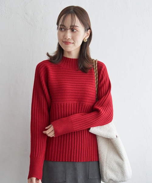 ikka(イッカ)の「7Gワイドリブ切り替えプルオーバー(ニット/セーター・レディース・ネイビー/ベージュ/ブルー/レッド/グリーン・S/M/L)」の20枚目の写真