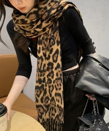 ダークグレー ヒョウ柄 マフラー img67134032.jpg