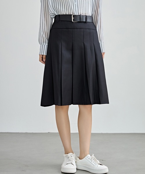 Lace Ladies（レースレディース）の「ソリッドカラー ハイウエスト Aライン プリーツ スカート（スカート・レディース・グレー/ブラック・S/M/L/XL）」の17枚目の写真