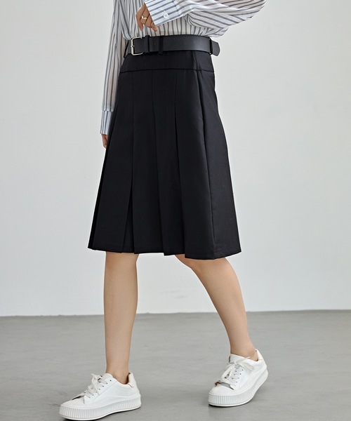 Lace Ladies（レースレディース）の「ソリッドカラー ハイウエスト Aライン プリーツ スカート（スカート・レディース・グレー/ブラック・S/M/L/XL）」の19枚目の写真