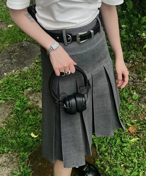 Lace Ladies（レースレディース）の「ソリッドカラー ハイウエスト Aライン プリーツ スカート（スカート・レディース・グレー/ブラック・S/M/L/XL）」の5枚目の写真