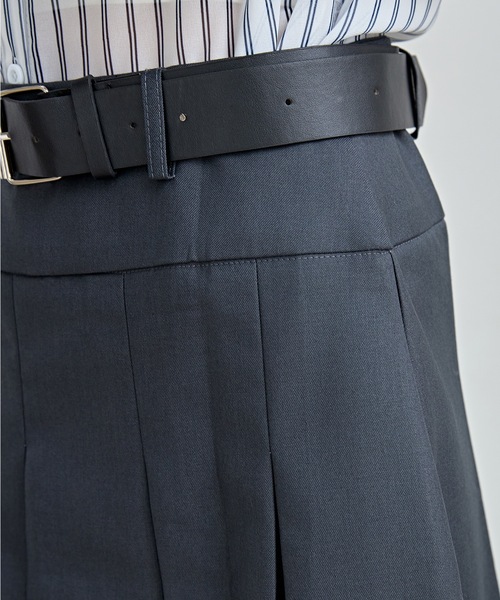 ソリッドカラー ハイウエスト Aライン プリーツ スカート（スカート