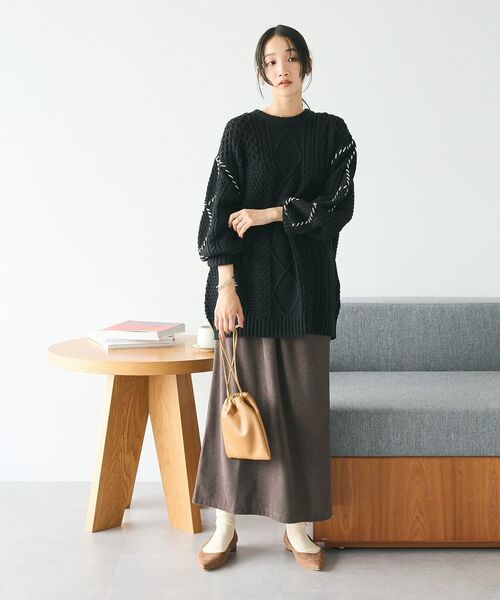 CRAFT STANDARD BOUTIQUE（クラフトスタンダードブティック）の「カットコーデュロイタイトスカート（スカート・レディース・グレイッシュベージュ/ブラック/チャコールグレー/オレンジ/モカ・L/M）」の11枚目の写真