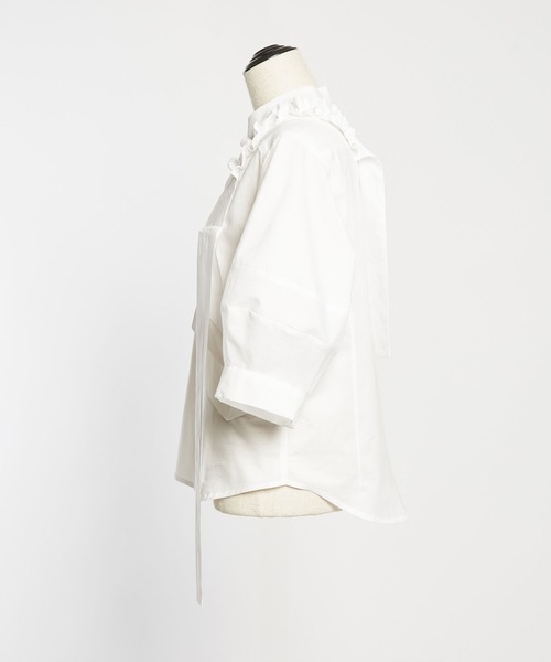 gomme（ゴム）の「60/-ローン　ギャザリルブラウス（シャツ/ブラウス・レディース・ブラック/ストライプ/ホワイト・MEDIUM）」の12枚目の写真