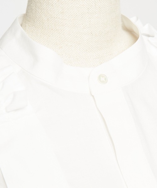 gomme（ゴム）の「60/-ローン　ギャザリルブラウス（シャツ/ブラウス・レディース・ブラック/ストライプ/ホワイト・MEDIUM）」の18枚目の写真