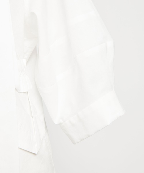 gomme（ゴム）の「60/-ローン　ギャザリルブラウス（シャツ/ブラウス・レディース・ブラック/ストライプ/ホワイト・MEDIUM）」の19枚目の写真