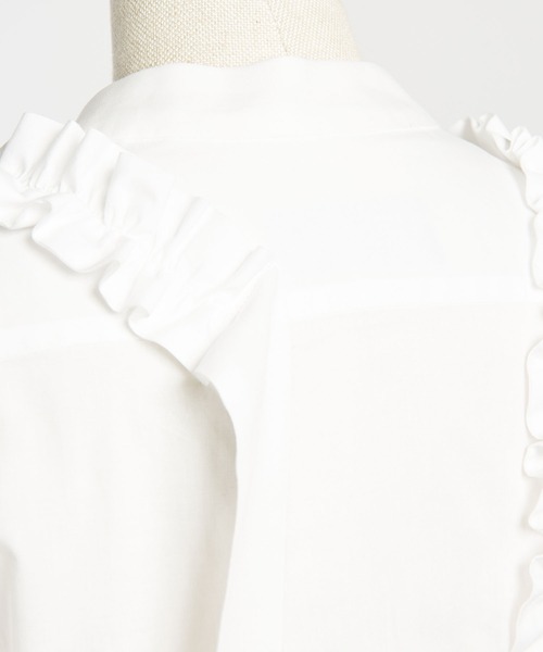 gomme（ゴム）の「60/-ローン　ギャザリルブラウス（シャツ/ブラウス・レディース・ブラック/ストライプ/ホワイト・MEDIUM）」の20枚目の写真