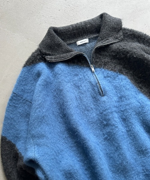 ONCILY（オンシェリー）の「HALF-ZIP SHAGGY BICOLOR KNIT