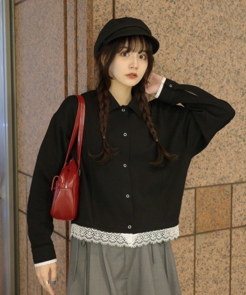 idem（イデム）の「romantic lace jacket / レースドッキングカーディガン（カーディガン/ボレロ・レディース・アイボリー/ブラック・FREE）」の8枚目の写真