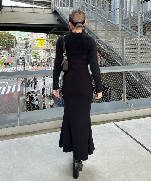 Mavie..7(メヴィセットゥ)の「【Mavie..7】チャイナドッキングニットワンピース(ワンピース・レディース・ブラック・FREE)」の7枚目の写真