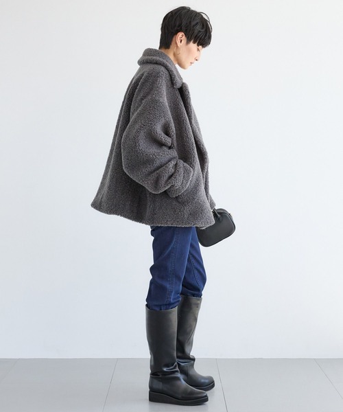 BARNYARDSTORM（バンヤードストーム）の「BARNYARDSTORM / プードルボアコート 【YouTube「i.style closet」紹介アイテム】（ピーコート・レディース・チャコールグレー/ベージュ/キャメル・S/M）」の8枚目の写真