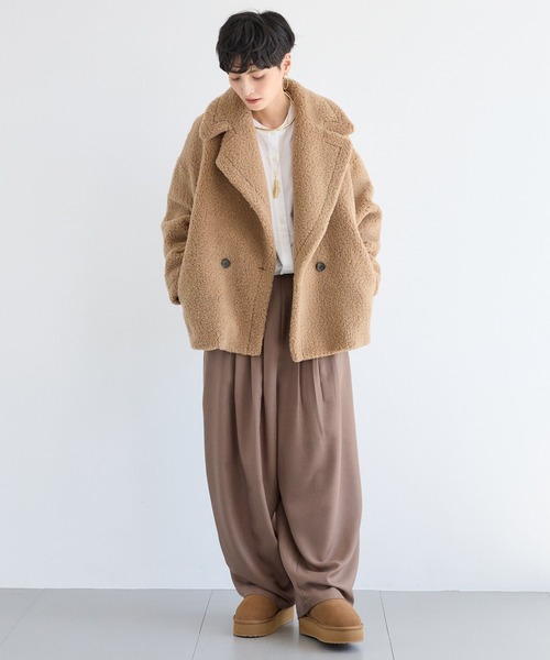 BARNYARDSTORM（バンヤードストーム）の「BARNYARDSTORM / プードルボアコート 【YouTube「i.style closet」紹介アイテム】（ピーコート・レディース・チャコールグレー/ベージュ/キャメル・S/M）」の15枚目の写真