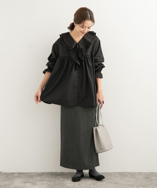 URBAN RESEARCH DOORS（アーバンリサーチドアーズ）の「フロッキードットナロースカート（スカート・レディース・チャコールグレー・SMALL/MEDIUM）」の12枚目の写真