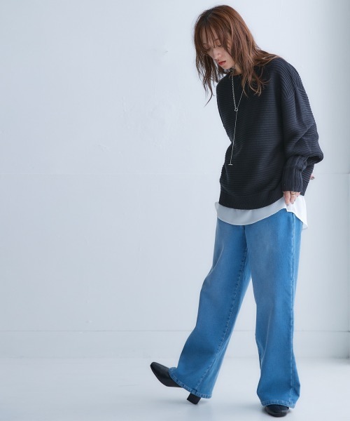Soiunique（スワユニーク）の「あったか裏シャギー超ワイドパンツ［Soiunique］（その他パンツ・レディース・ブルー/ワンウォッシュ・LL/M/L）」の8枚目の写真