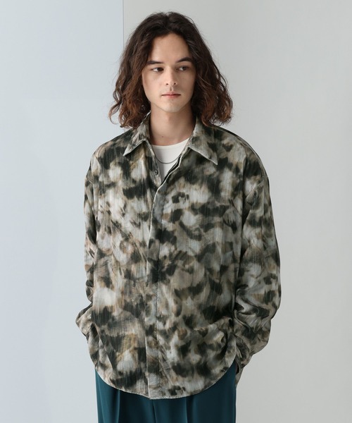 HARE（ハレ）の「オウルガラクラッシュベロアシャツ(HARE)（シャツ/ブラウス・メンズ・ブラック/ブラウン・FREE）」の8枚目の写真