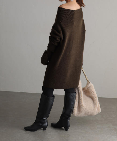 ◎La Totalite◎ファーグローブ付き チュニックニットワンピース La TOTALITE（ラトータリテ）の「ファーグローブ付きチュニック