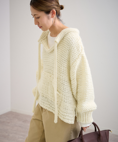 enrica (エンリカ)  ② KNIT069 ロングニットプルオーバー レディース ベージュ FREE enrica (エンリカ) ② KNIT069 ロングニットプルオーバー レディース